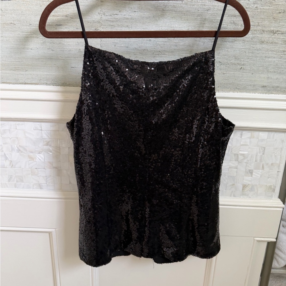 Medium Anthropologie Sunday in Brooklyn Sequin Square Neck Tank top button black - Picture 12 of 17